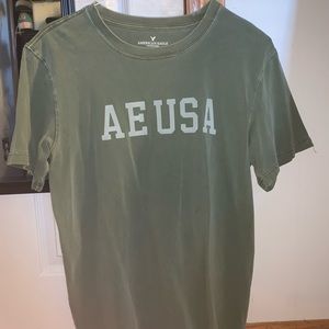 American Eagle Olive Green Logo Tee Size M